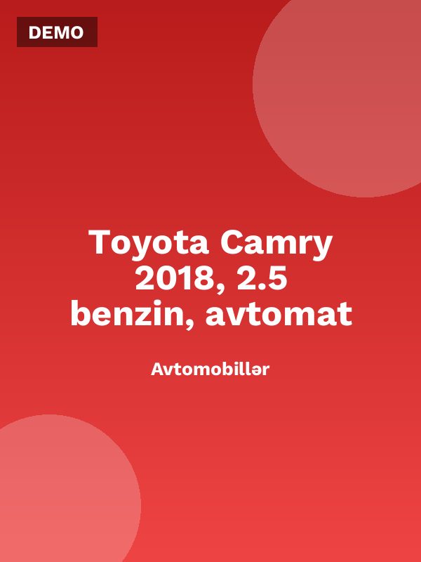 Toyota Camry 2018, 2.5 benzin, avtomat