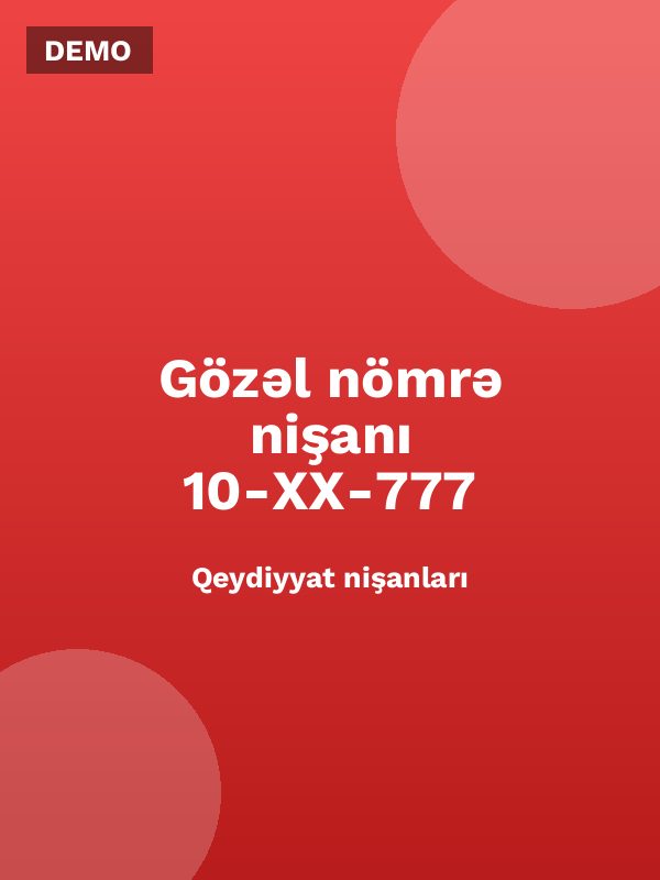 Gözəl nömrə nişanı 10-XX-777