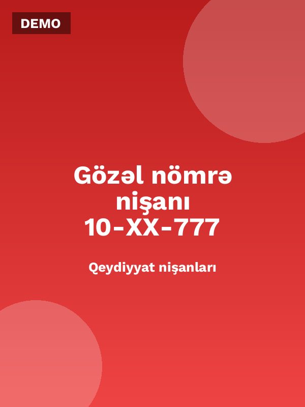 Gözəl nömrə nişanı 10-XX-777