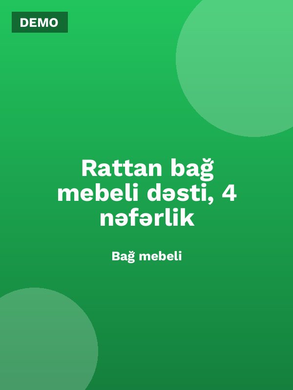 Rattan bağ mebeli dəsti, 4 nəfərlik