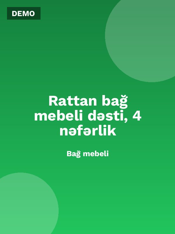 Rattan bağ mebeli dəsti, 4 nəfərlik