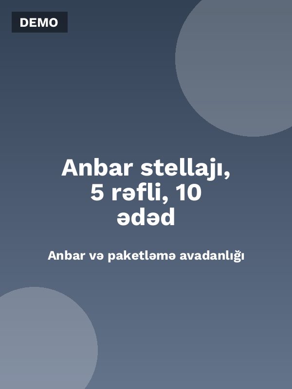 Anbar stellajı, 5 rəfli, 10 ədəd