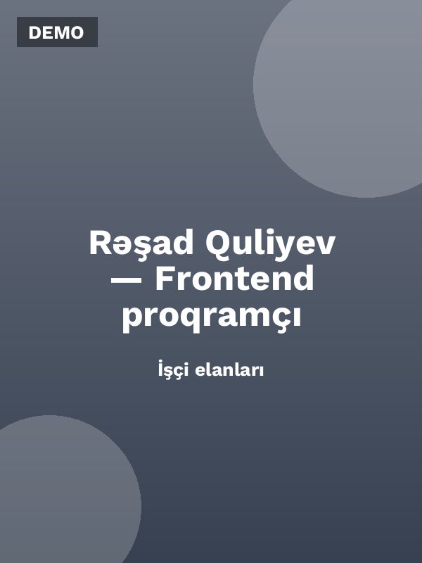 Rəşad Quliyev — Frontend proqramçı